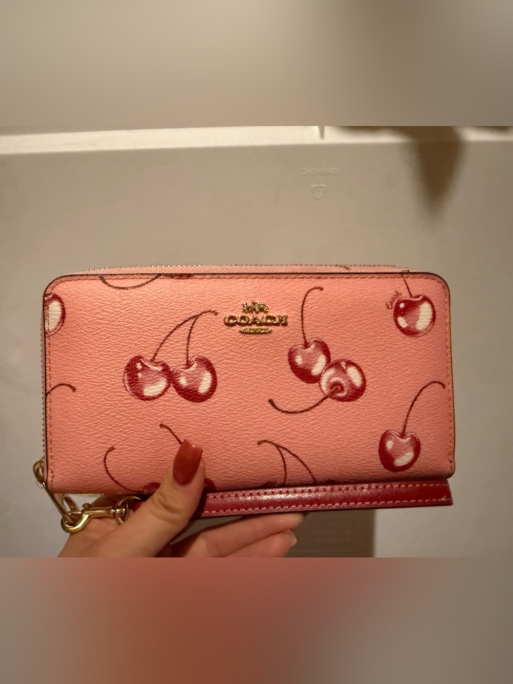 Coach Cherry print long wallet